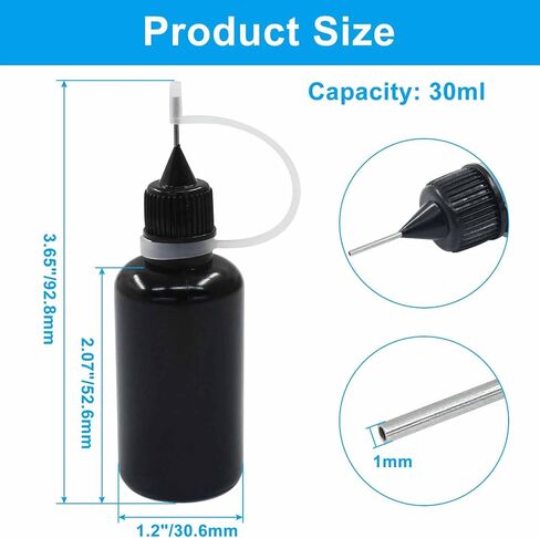Zorfeter 10 Pcs 10ml Black Precision Tip Applicator Bottles, Metal Needle Tip Squeeze Bottle for Glue Liquid Acrylic Painting DIY Crafts Etc in Kuwait