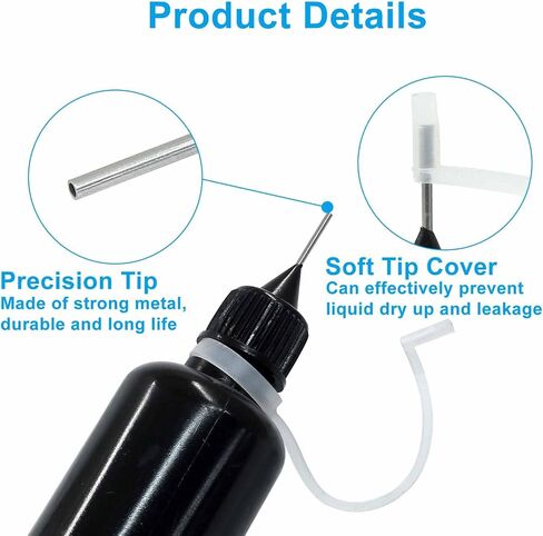 Zorfeter 10 Pcs 10ml Black Precision Tip Applicator Bottles, Metal Needle Tip Squeeze Bottle for Glue Liquid Acrylic Painting DIY Crafts Etc in Kuwait