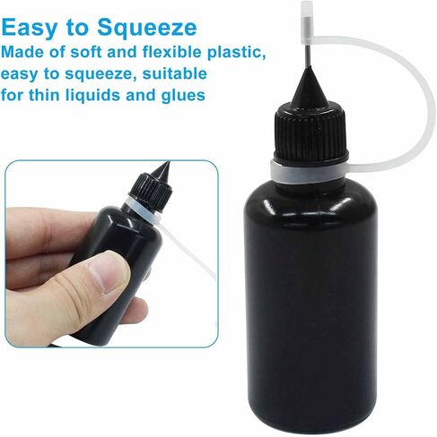 Zorfeter 10 Pcs 10ml Black Precision Tip Applicator Bottles, Metal Needle Tip Squeeze Bottle for Glue Liquid Acrylic Painting DIY Crafts Etc in Kuwait