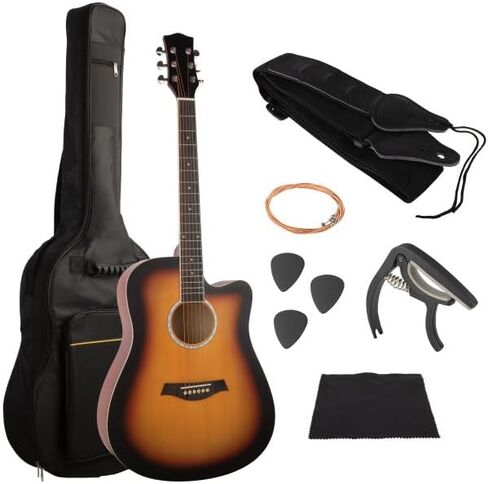 41 in Acoustic Guitar - Guitar Kit with Case و Strap و Capo و Trings و Picks - Geitars المبتدئين للأطفال والبالغين بواسطة Hey Play (Blue) in Kuwait