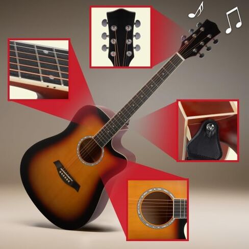 41 in Acoustic Guitar - Guitar Kit with Case و Strap و Capo و Trings و Picks - Geitars المبتدئين للأطفال والبالغين بواسطة Hey Play (Blue) in Kuwait