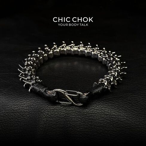 CHICCHOK Dragon Themed Bracelet – Stylish Bone Design, A Fusion of Steel and Leather (L) in Saudi Arabia