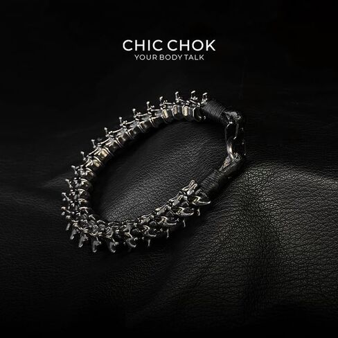 CHICCHOK Dragon Themed Bracelet – Stylish Bone Design, A Fusion of Steel and Leather (L) in Saudi Arabia