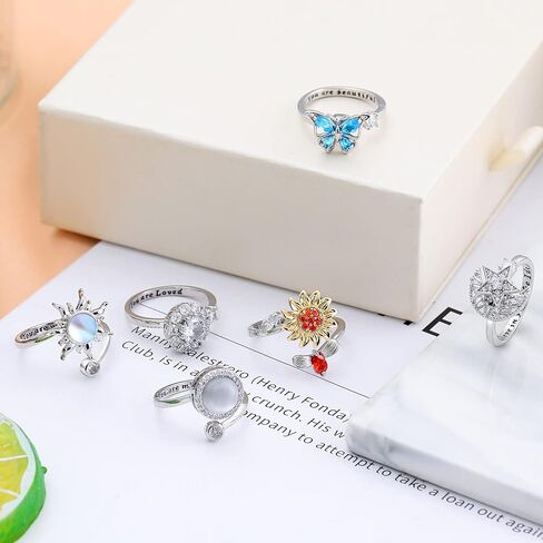 Honsny Fidget Anxiety Rings for Women Adjustable Spinner Fidget Ring Set in Kuwait