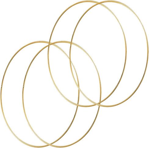 HOHIYA 6 Pcs 14 Inch Metal Floral Hoop Large Gold for Macrame Craft Wreath Rings Dream Catcher Wall Hanging 4mm Wire Taiwan Made in Saudi Arabia