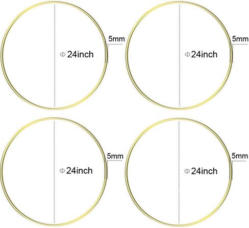HOHIYA 6 Pcs 14 Inch Metal Floral Hoop Large Gold for Macrame Craft Wreath Rings Dream Catcher Wall Hanging 4mm Wire Taiwan Made in Saudi Arabia