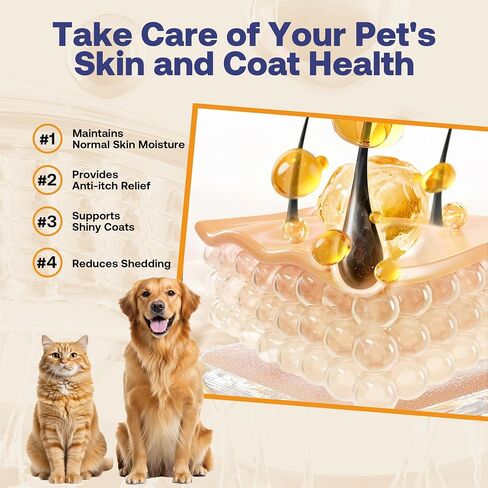 Wild Alaskan Salmon Oil for Dogs & Cats, Fish Oil Omega 3 Supplements with EPA & DHA for Skin & Coat, Immune, Brain, Joint and Heart Health, Dog & Cat Fish Oil Supplements with Pump- 8 oz in Kuwait