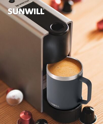 SUNWILL Travel Coffee Mug with Lid, Insulated Tumbler with Handle, 14 oz Stainless Steel Cup Set of 2 for Camping, Outdoor, Cool Grey & Rose Gold 2 Pack in Kuwait