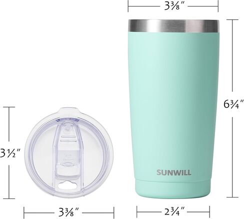 SUNWILL Travel Coffee Mug with Lid, 20 oz Tumbler Set of 2, Insulated Stainless Steel Cup for Water, Tea, Powder Coated Sakura & Mint in Saudi Arabia