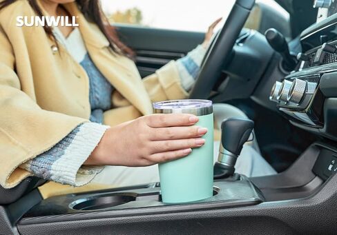 SUNWILL Travel Coffee Mug with Lid, 20 oz Tumbler Set of 2, Insulated Stainless Steel Cup for Water, Tea, Powder Coated Sakura & Mint in Saudi Arabia