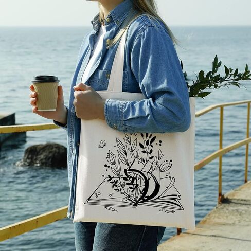 Oudain 4 PCS Floral Canvas Bags Bags Cute Tote Bag for Women Book Space Flower in Kuwait