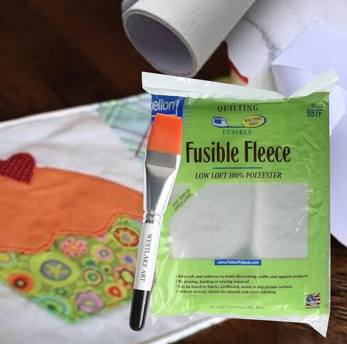Pellon 987f Fusible Fleece ، 0.32 أوقية 45 "× 60" للخياطة والخوف ، حزمة مع فرشاة الطلاء المائية ، بوليستر سهلة الاستخدام ، ناعمة ومثالية للمشاريع (حزمة 3) in Kuwait