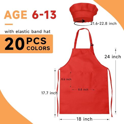 Kids Apron and Chef Hat Set Bulk Children’s Bib with 2 Pockets Adjustable for Boys Girl's Cooking Baking Painting in Saudi Arabia