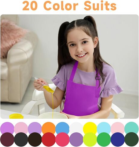Kids Apron and Chef Hat Set Bulk Children’s Bib with 2 Pockets Adjustable for Boys Girl's Cooking Baking Painting in Saudi Arabia