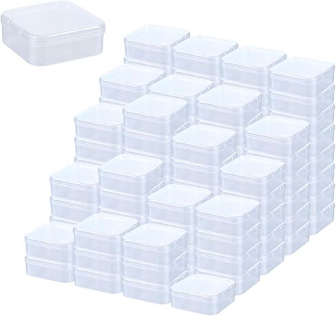 100 Pcs Small Plastic Boxes Clear Bead Organizer Box Mini Clear Box with Hinged Lids Bead Storage Organizer Small Bead Organizer Square Plastic Storage Cases Craft Storage Box for Small Items in Kuwait