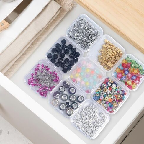 100 Pcs Small Plastic Boxes Clear Bead Organizer Box Mini Clear Box with Hinged Lids Bead Storage Organizer Small Bead Organizer Square Plastic Storage Cases Craft Storage Box for Small Items in Kuwait