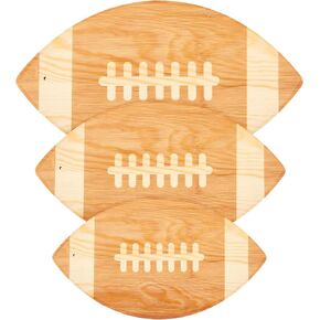 3 Pieces Football Cutting Board Football Serving Tray Hanging Football Gifts for Men Engraved Wooden Cutting Board Decoration for Kitchen Party Holiday Supplies Accessories, 3 Sizes (Light Brown)