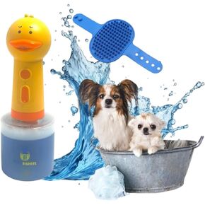PET’SBARREL Electric Dog Cleaning Foam Machine Sprayer - deep Cleaning pet Fur Size 9 in x 3.2 in x 3.2in 350ml Capacity 1200mAh Ultra Long Standby - IPX7 Waterproof. Includes Dog Bath Brush