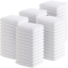 Buryeah 50 Pieces Wash Cloths Bulk Face Cloths Cotton Washcloths Set Hand Towels Absorbent for Bathroom Soft Cleaning Rags for Bath Body Spa Gym Kitchen Dish (12 x 12 Inches)