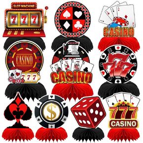 10 Pieces Casino Theme Party Decorations, Casino Night Decorations Poker Party Decorations for Table Casino Birthday Decorations Casino Table Honeycomb Centerpieces
