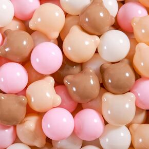 Gogoso bear bear ball balls أشكال BPA كرات بلاستيكية مجانية سحق صغار الأطفال الصغار طفل باستيل بيلوتاس سوار الصداقة العملاقة ، 2.15 بوصة 100 ٪ ، القهوة الوردي