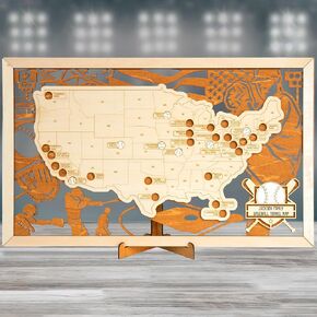 HYPERI Baseball Stadium Map, Ballpark Stadium Tracker Checklist, Major League Ballparks Visited Map, Baseball Gift Bucket List, Valentine's Day Gifts For Him, Boyfriend, Husband, Lover