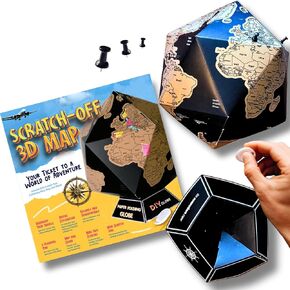 5 Minute Build It Scratch Off World Map - Fun Stylish 3D Scratch Off Globe For Children and Adults With Planning Pins and Stand - World Globe for Kids World Map Adventure Planner - Kids Globe, Adults Love It Too