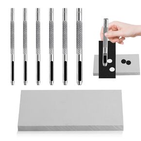 9 Pcs Leather Hole Punch Tool, Hollow Punch Set for Leather Stitching Punch Tool, Leather Belt Hole Punch Tool for Leather Watch Bands Gasket Belt Canvas Paper Rubber, with 1 x PVC Board