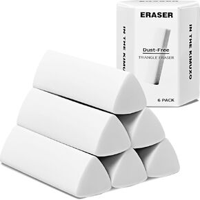 Pencil Erasers, White Erasers for Art, School, Office, Pack of 6