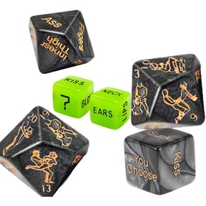 حفل ألعاب Dice لصالح ، الموقف Naughty ، توهج في مادة الأكريليك المظلمة (Black 6pcs + Bag Storage Bag) in Kuwait