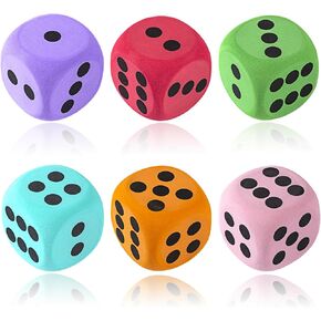 6Pcs EVA Foam Dice,3.15" Large Dice Educational Toy,Blank Slate Board Game Dice to Get Your Lucky Numbers,Anxiety Relieve Dice for Parties and Gifts