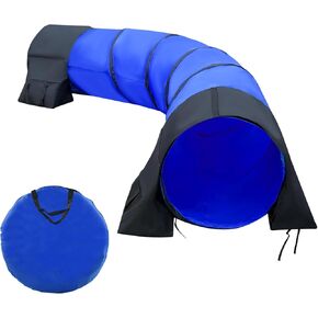 10 Foot Dog Agility Tunnel with Sandbags, 24 Inch Open Indoor Outdoor Dog Agility Training Equipment for Large Medium Small Dogs