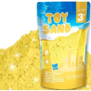 NiToy 2.2Lbs Play Sand, Never Dries Out-Fun for 3 Years and up Kids Bulk Refill for Sensory Sand Box Toys, Ideal for Shaping, Squeezing and Molding(Yellow)