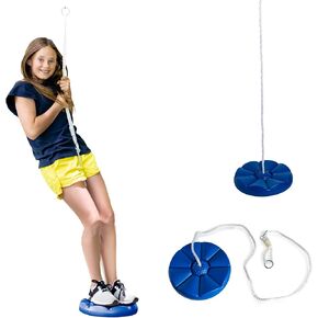 Squirrel Products Heavy Duty Blue Disc Tree Swing with Rope for Outdoor Play - Easy DIY Addition to Playset or Tree