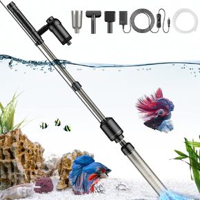 AKKEE Aquarium Vacuum Gravel Cleaner, 6 in 1 Multifunctional 18W Fish Tank Gravel Cleaner Vacuum for Water Changer Wash Sand Water Filter Circulation Aquarium Vacuum Cleaner Waterproof IP68(Black)