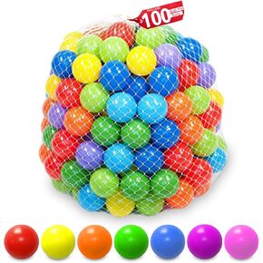 Ball Pit Balls for Baby | 100 Pc Plastic Play Balls | Bright Vibrant Colors for Baby Kid and Toddlers, for Ball Pit, Play Tent | Bounce House and Playpen