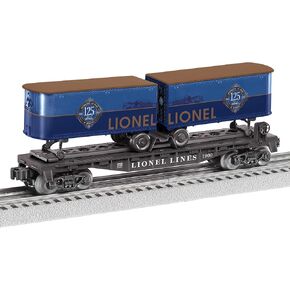 Lionel 125th Anniversary O Gauge Model Train Flatcar with Two Piggyback Trailers