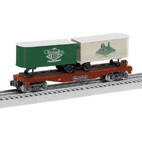 Lionel Warner Brothers - Harry Potter Hogsmeade O Gauge Model Train Flatcar with Two Piggyback Trailers