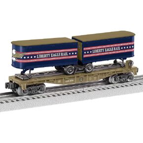 Lionel Liberty Eagle Rail O Gauge Model Train Flatcar with Two Piggyback Trailers