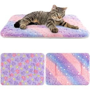 2 Pack Cat Blanket for Indoor Cat, Warm Calming Kitten & Puppy Beds for Anxiety and Stress, Washable Small Dog Mat for Crate, Fuzzy Pet Blankets