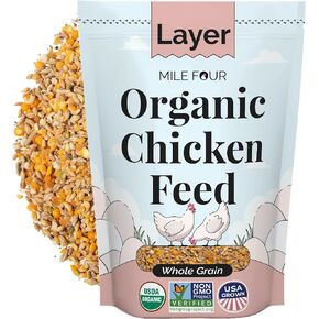 Organic Chicken Feed – Layer Whole Grain, Non-GMO, USA Grown, 16% Protein, Corn-Free, Soy-Free, Non-Medicated Feed for Chickens, 2 lb Sample