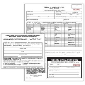 J. J. Keller 25-Pack, Record of Annual Inspection Form with Inspection Decal & Prenumbered Vinyl Adhesive Label 2-Ply, 2-Ply Carbonless Form, DOT Compliant