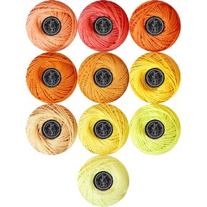 Soft 10 Pearl Cotton Crochet Thread in Balls,Size 3 Rainbow Classic Colors Crochet Thread for Crochet Hardanger Cross Stitch Needlepoint Hand Embroidery (Orange Yellow)