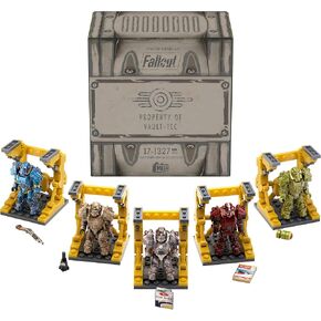 Mega Fallout Action Figure Building Toy ، T-60 Power Armor Collection مع 327 قطعة ، 5 أشكال وإكسسوارات الحركة الدقيقة ، للجامعات