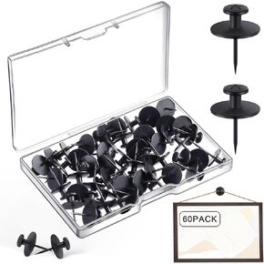 60 PCS Double-Headed Picture Hanging Nails Thumb Tacks for Wall Hangings,Heavy Duty Push Pins,Renter Friendly Wall Hooks Decor Small Picture Frame Hangers for Drywall Cork Board Pictures Tapestry&Art