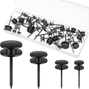 Ferraycle 40 Piece Double Headed Picture Hangers Nails 4 Size Long Thumb Tacks Wall Nails for Hanging Pictures Decorative for Tapestry Photo Decor, 10/20/ 30/ 50lb(Black)