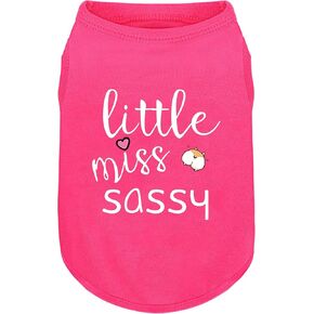Pink Cotton Dog Shirt with 'Little Miss Sassy' Corgi Butt Print, Soft & Breathable Pet Apparel for Small to Large Dogs, Cute All-Season Outfit.M