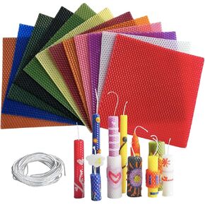 12 Colors Beeswax Sheets for Rolling Candle 8" X 8" Beeswax Sheets for Candle Making Beeswax Candle Making Kit Candle Making Kit Candle Rolling Kit DIY Candle Maker Candle Starter Kit (12Pcs)