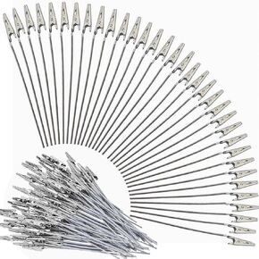 100 Pcs Metal Wire Alligator Clamps Bulk, Long Tailed Alligator Clips Roach Clips for Crafts with Pole 6 Inch, Small Metal Wire Clips Photo Clips for Pictures DIY Card Clip Holder (Silver)