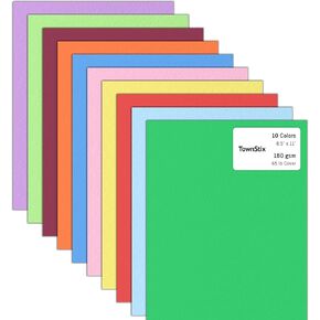 40 Pieces, (65 lb/180 gsm) - Colored Cardstock 8.5 x 11, Thick Heavy Card Stock Printer Paper - 10 Assorted Colors